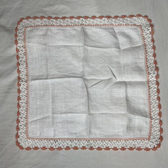 1 Vintage Cocktail Napkin Handkerchief Hankie Square 12" x 11.5" - Picture 2 of 6